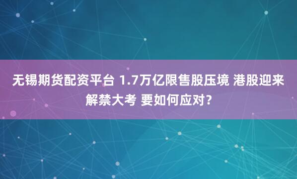 无锡期货配资平台 1.7万亿限售股压境 港股迎来解禁大考 要如何应对?