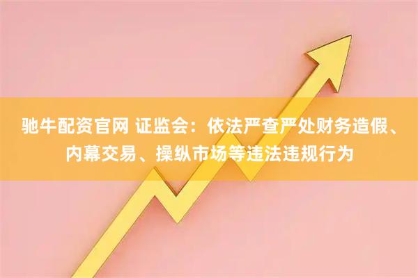 驰牛配资官网 证监会：依法严查严处财务造假、内幕交易、操纵市场等违法违规行为